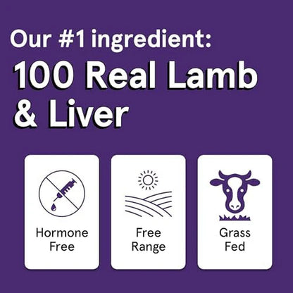 Real Meat Dog Treats - 12Oz Bag of Bite-Sized Air-Dried Lamb & Liver Jerky - Grain-Free, 95% Human-Grade, Grass Fed Lamb - All-Natural