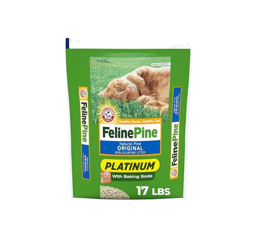 Feline Pine Platinum Non-Clumping Cat Litter, Feline Pine Cat Litter 17Lb