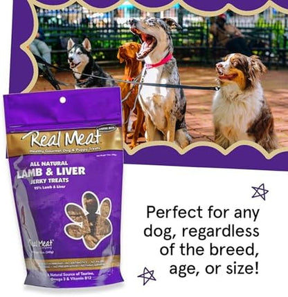 Real Meat Dog Treats - 12Oz Bag of Bite-Sized Air-Dried Lamb & Liver Jerky - Grain-Free, 95% Human-Grade, Grass Fed Lamb - All-Natural