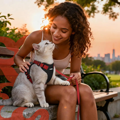 Cat Harness and Leash for Walking, Escape Proof Soft Adjustable Vest Harnesses for Cats, Easy Control Breathable Reflective Strips Jacket