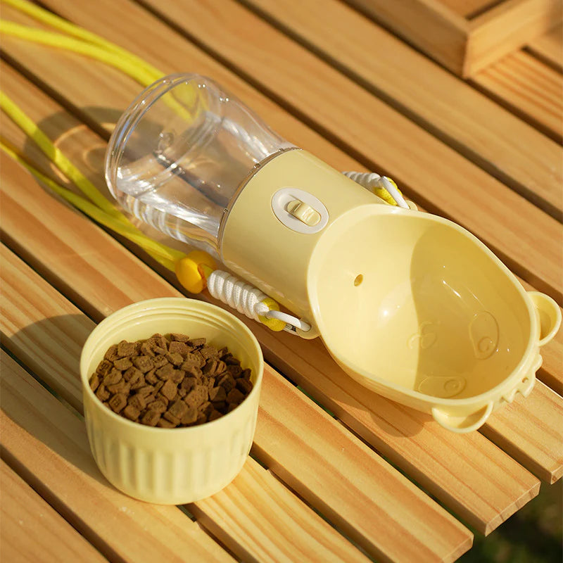 2 in 1 Portable Dog Water Bottle for Small Big Dogs Cat Outdoor Leak-Proof Puppy Drinking Bowl with Food Container Pets Feeder Pet Products