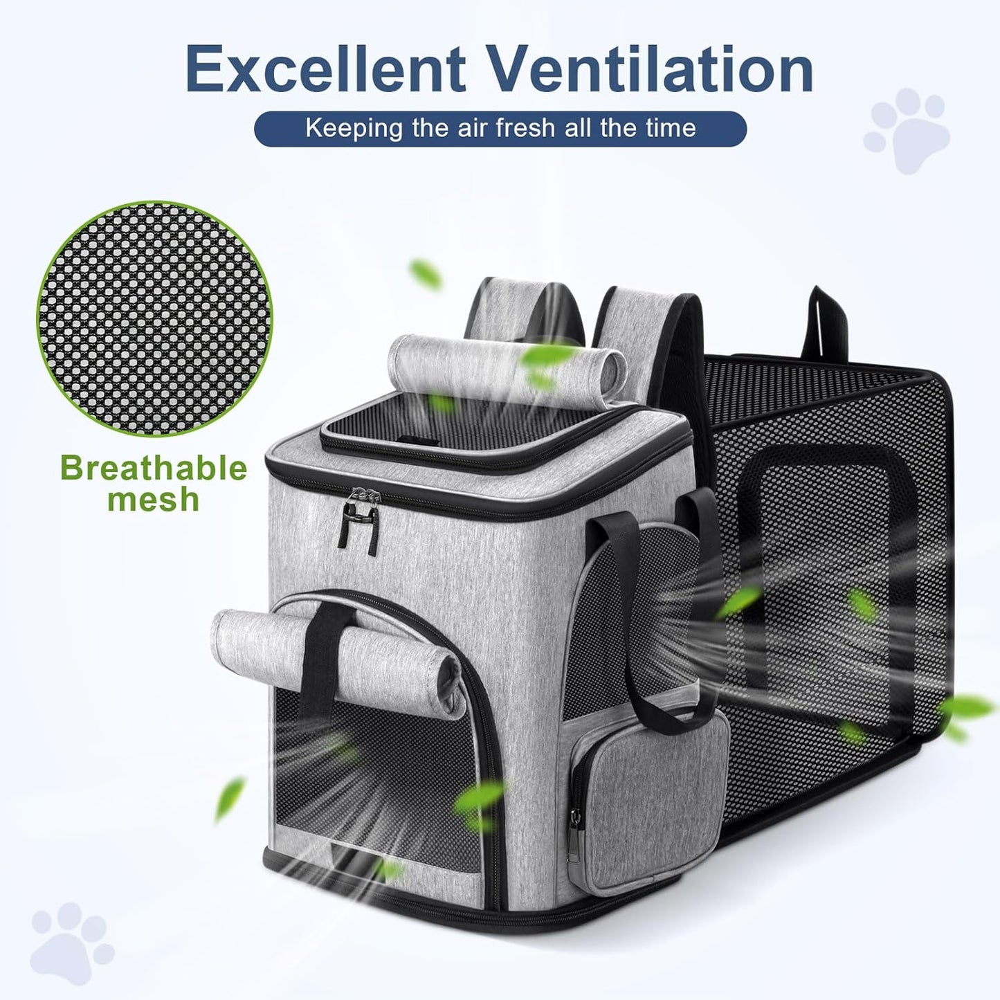 Cat Backpack Carrier, Breathable Expandable Cat Backpack Large Space Cat Carrier Backpack for Kitty Small Dog, Foldable Airline Approved Dog Backpack, Cat Travel Bag up to 20 Lbs