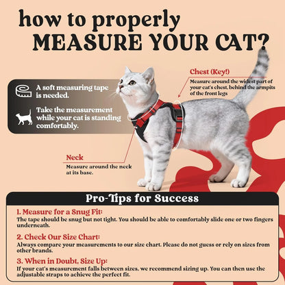Cat Harness and Leash for Walking, Escape Proof Soft Adjustable Vest Harnesses for Cats, Easy Control Breathable Reflective Strips Jacket