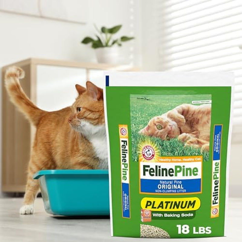Feline Pine Platinum Non-Clumping Cat Litter, Feline Pine Cat Litter 17Lb