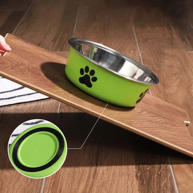 Dog Water Bowl with Non-Slip Rubber Base and Small Cats and Dogs Drinking Water Feeding Pet Bowl Stainless Steel Pet Food Bowl